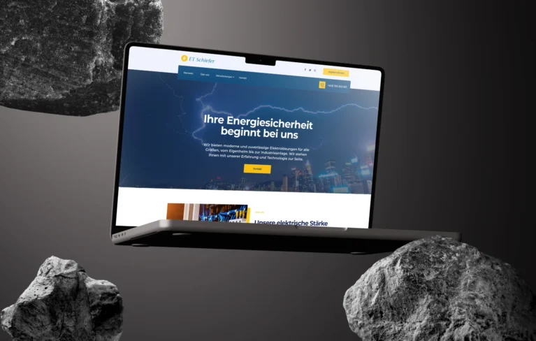 ET Schiefer için modern ve profesyonel bir elektrik firması web sitesi tasarladık. Enerji güvenliği, elektrik sistemleri ve teknolojik çözümler alanında markanın güvenilirliğini ve uzmanlığını yansıtan kullanıcı dostu bir platform geliştirdik.