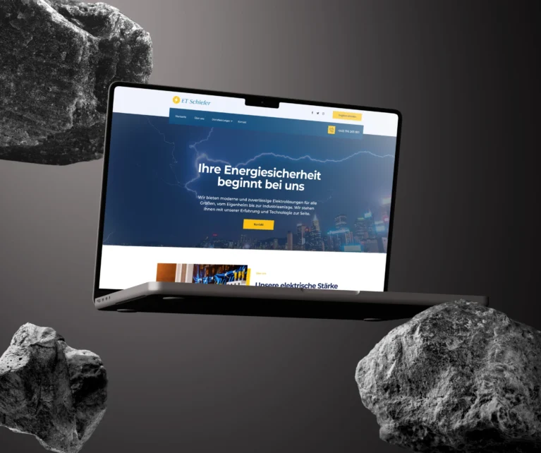 ET Schiefer için modern ve profesyonel bir elektrik firması web sitesi tasarladık. Enerji güvenliği, elektrik sistemleri ve teknolojik çözümler alanında markanın güvenilirliğini ve uzmanlığını yansıtan kullanıcı dostu bir platform geliştirdik.